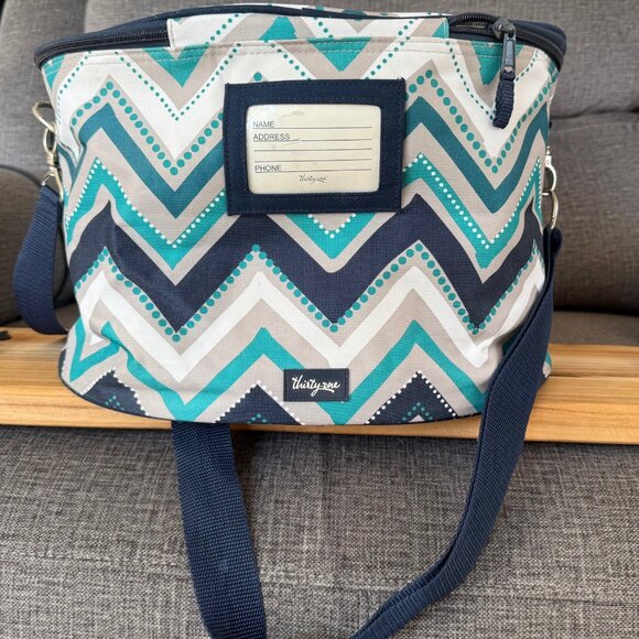Thirty One Insulated Cooler, Retired Dotty Chevron Pattern - Picture 3 of 7